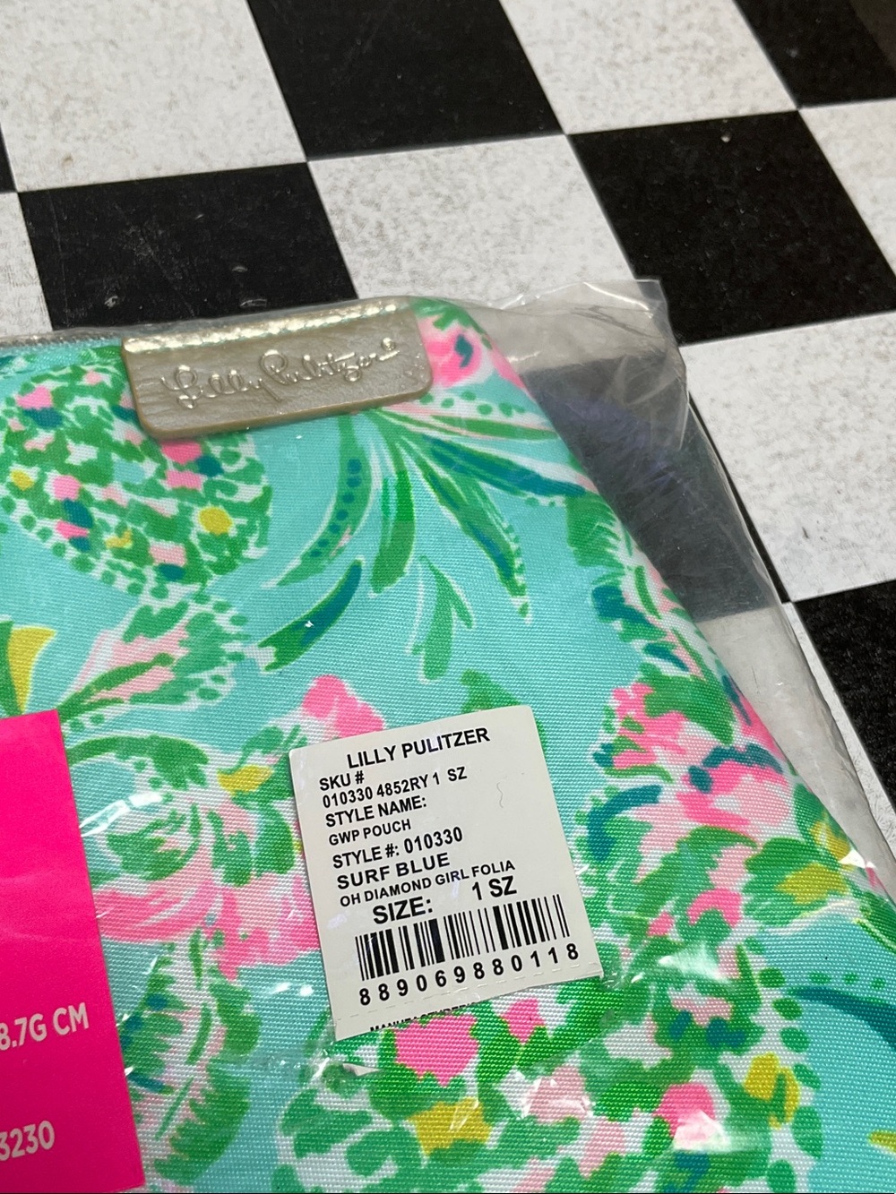 Lilly Pulitzer Turquoise & Pink Floral Zip Pouch - Picture 2 of 5
